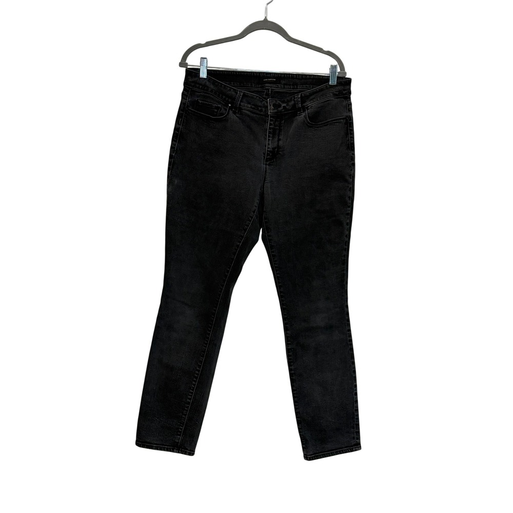Ann Taylor The Skinny Curvy Fit Jeans Black Faded Stretch Denim Womens Size 12